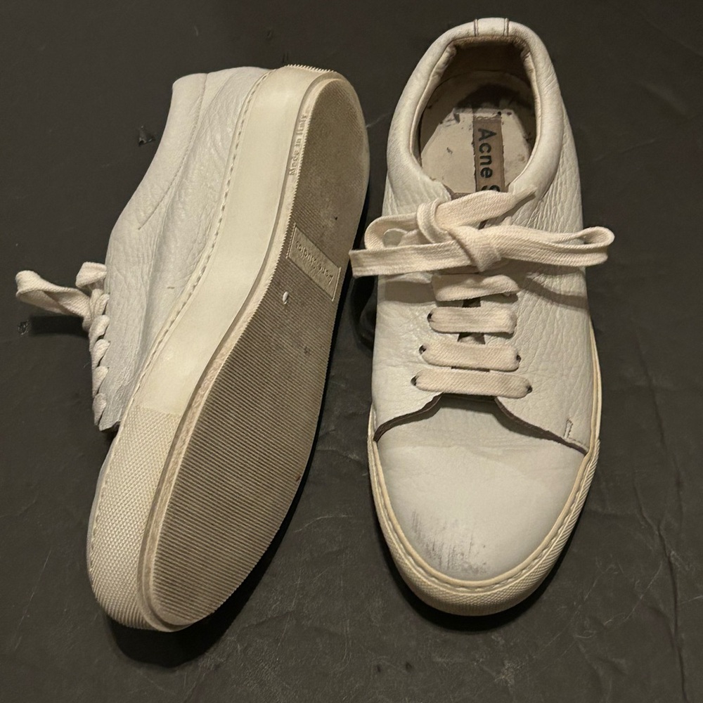 Acne Studio white leather Sneakers size 6M - Picture 2 of 11